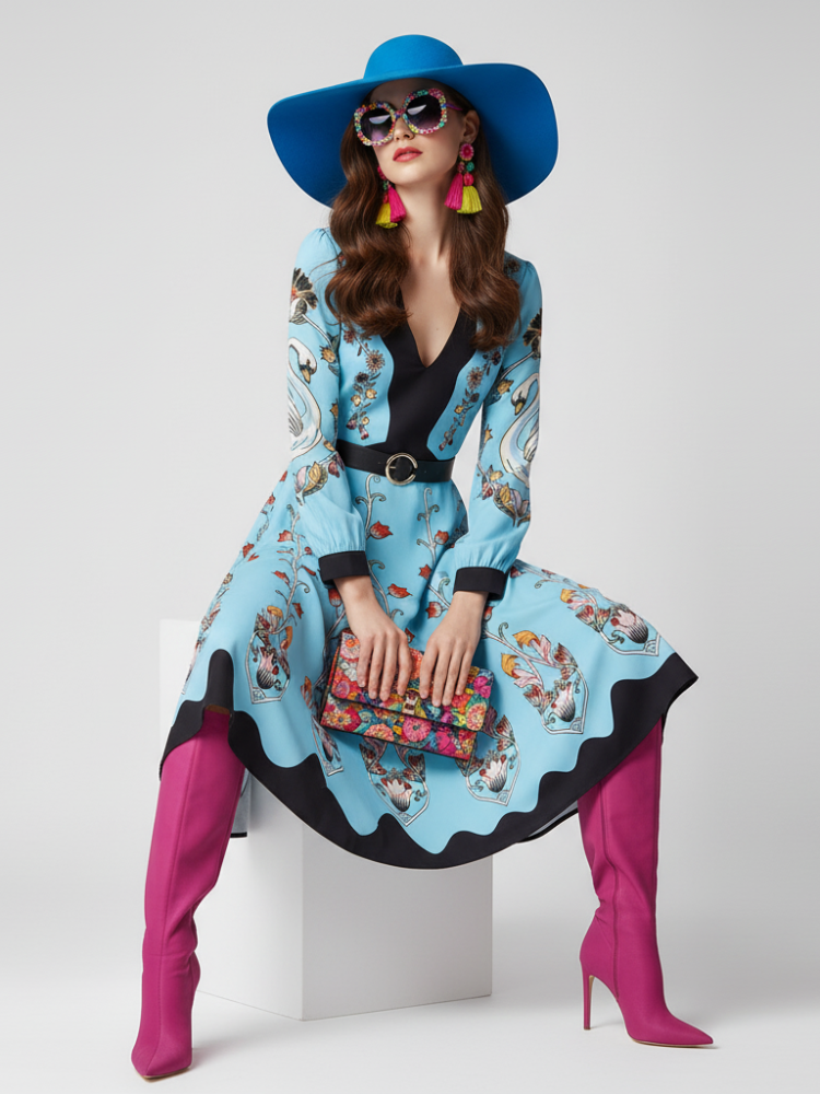 Waist-Cinched Floral Dress, The Met | Women - BYMANYC ® New York