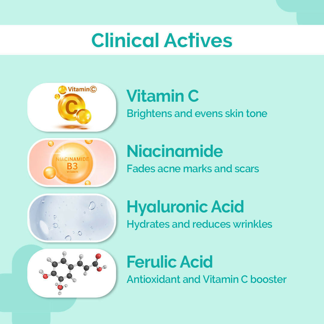 The Derma Co Radiance Combo - 10% Vitamin C Serum & 1% Hyaluronic Sunscreen Gel SPF 50 PA++++