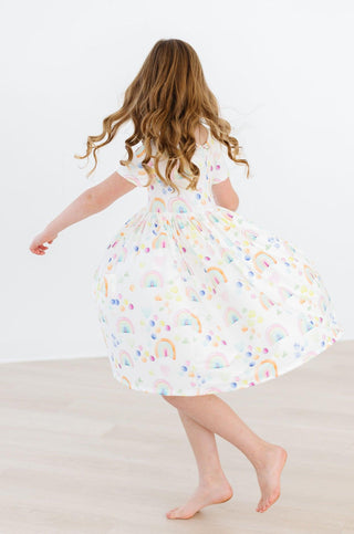 Watercolor Rainbows S/S Pocket Twirl Dress - By Baano
