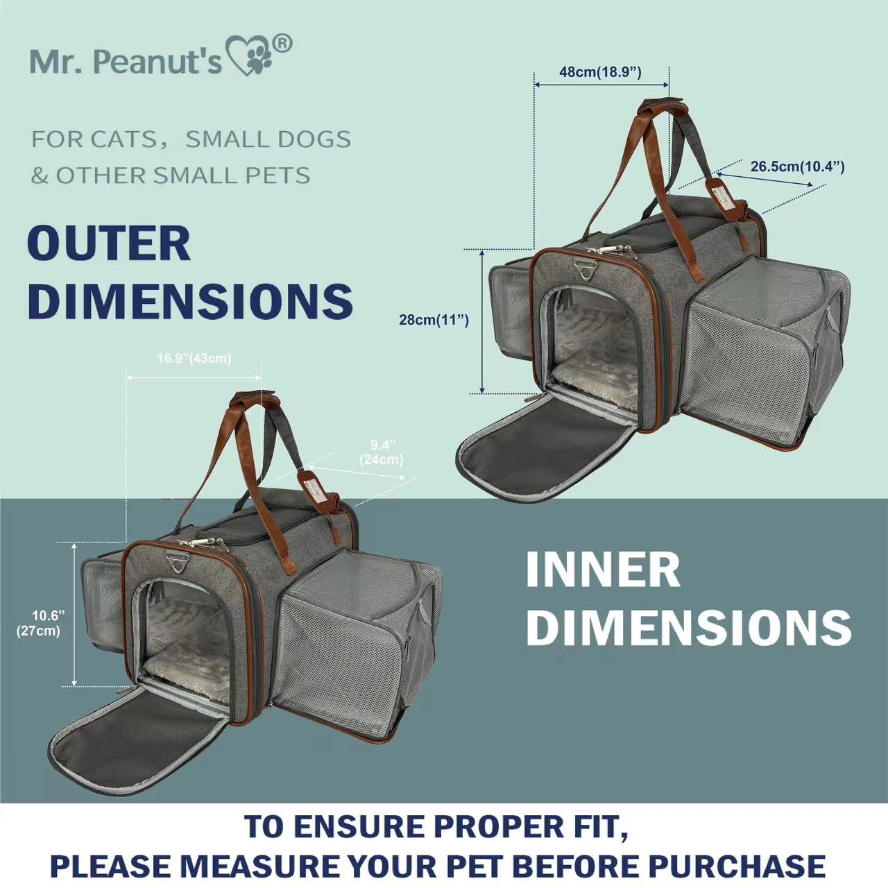 Mr. Peanut's Gold Series Standard Size Airline Compliant Double Expandable Pet Carrier Mr. Peanut's Pet Carriers
