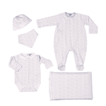 Boys Blue Leaves Print Cotton Welcome Set (5)