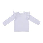 White L/S Ruffle Tee