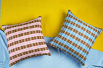 Santiago Grid Pillow - Blue and Umber