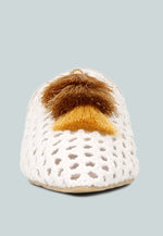 Miriam Woven Metallic Tassel Flat Mules