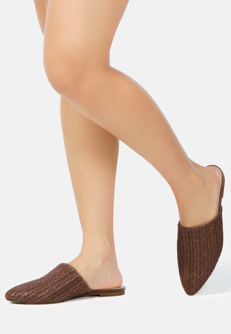Straw Very Woven Raffia Mules