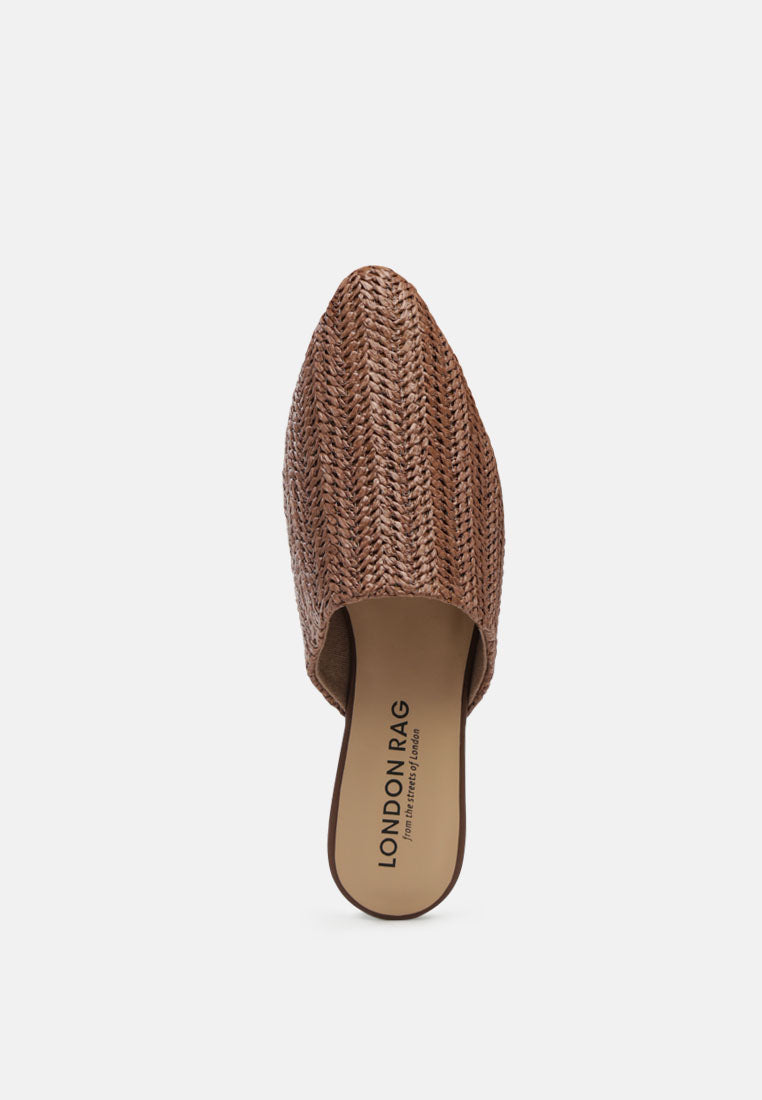 Straw Very Woven Raffia Mules