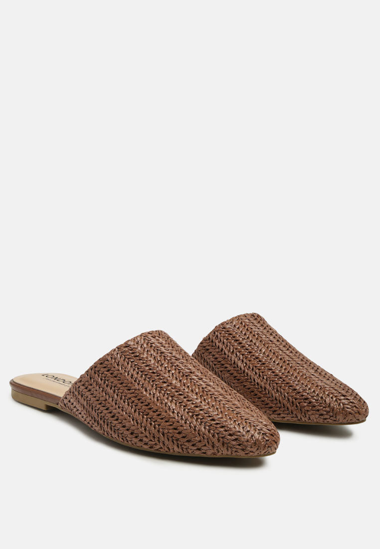 Straw Very Woven Raffia Mules