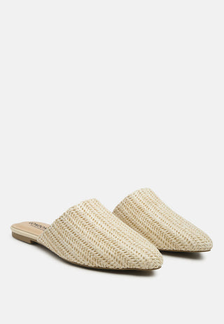 Straw Very Woven Raffia Mules
