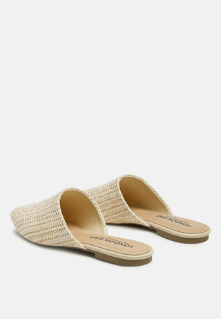 Straw Very Woven Raffia Mules