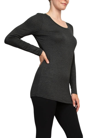 Cupio Scoop Neck Long Sleeve Solid Jersey Top - Glamourous Grace