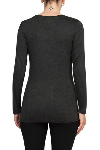 Cupio Scoop Neck Long Sleeve Solid Jersey Top - Glamourous Grace