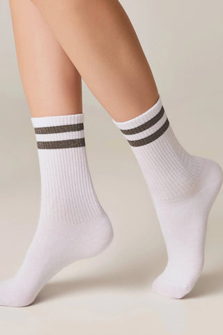 Conte Cotton Long Socks Active 157 - Lurex Stripes - By Baano