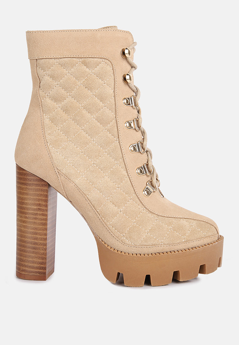 Yoko Fine Suede Quilted Ankle Boots