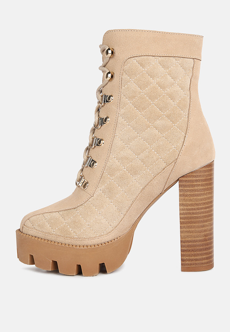 Yoko Fine Suede Quilted Ankle Boots