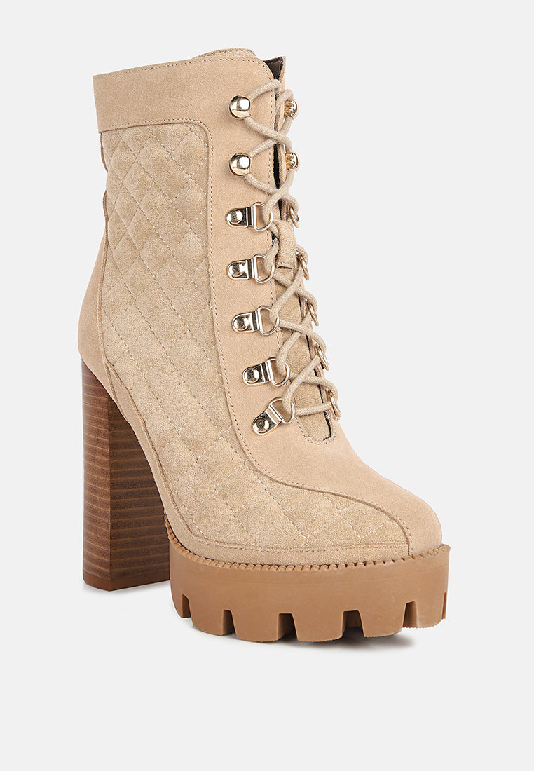 Yoko Fine Suede Quilted Ankle Boots