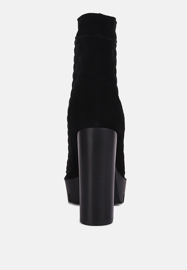 Yoko Fine Suede Quilted Ankle Boots