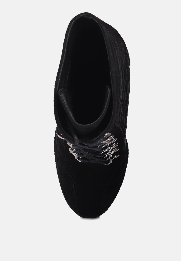 Yoko Fine Suede Quilted Ankle Boots