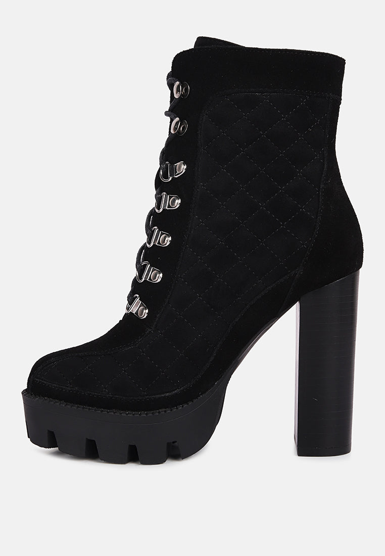 Yoko Fine Suede Quilted Ankle Boots