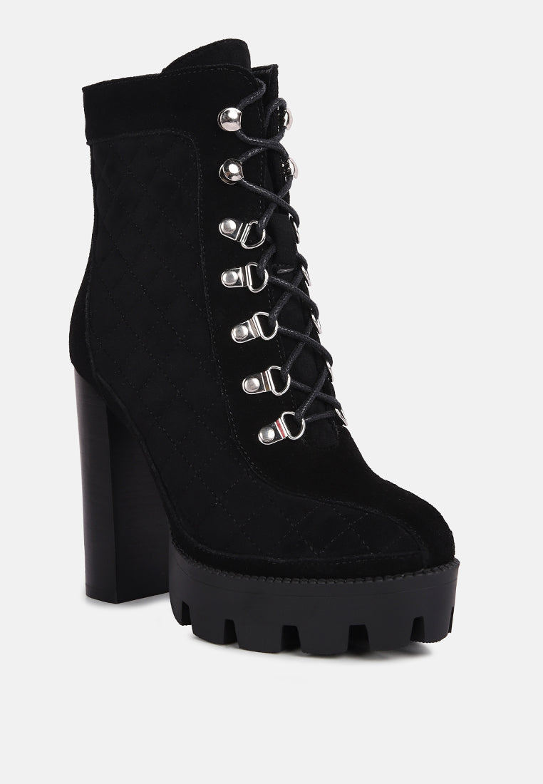 Yoko Fine Suede Quilted Ankle Boots