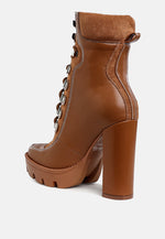 Yeti High Heel Lace Up Biker Boots