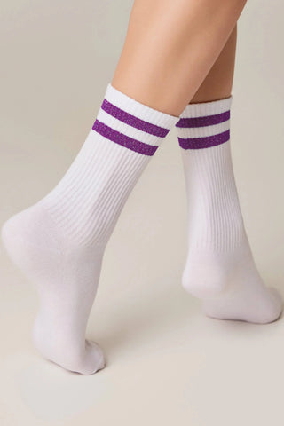 Conte Cotton Long Socks Active 157 - Lurex Stripes - By Baano