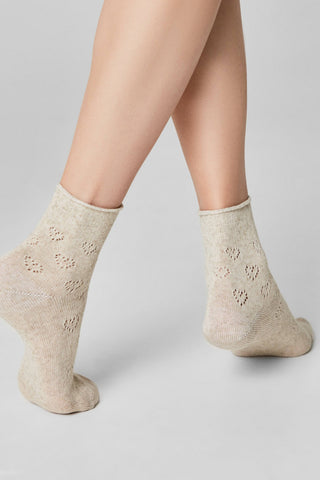 Cotton Linen Socks Conte Classic 542 - Hearts Pattern - By Baano