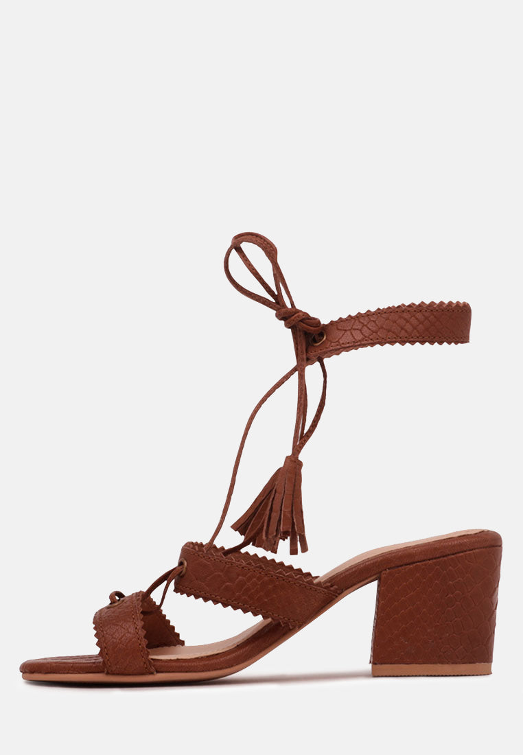 Zena Croc Texture Leather Sandal