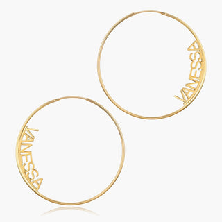 Block Name Hoop Earrings
