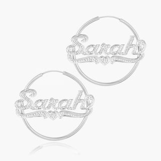 Mini Frosted Hoop Name Earrings