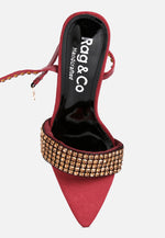 Zurin Black High Heeled Diamante Sandals