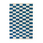 Zapotec Checkered Rug in Blue & Ivory
