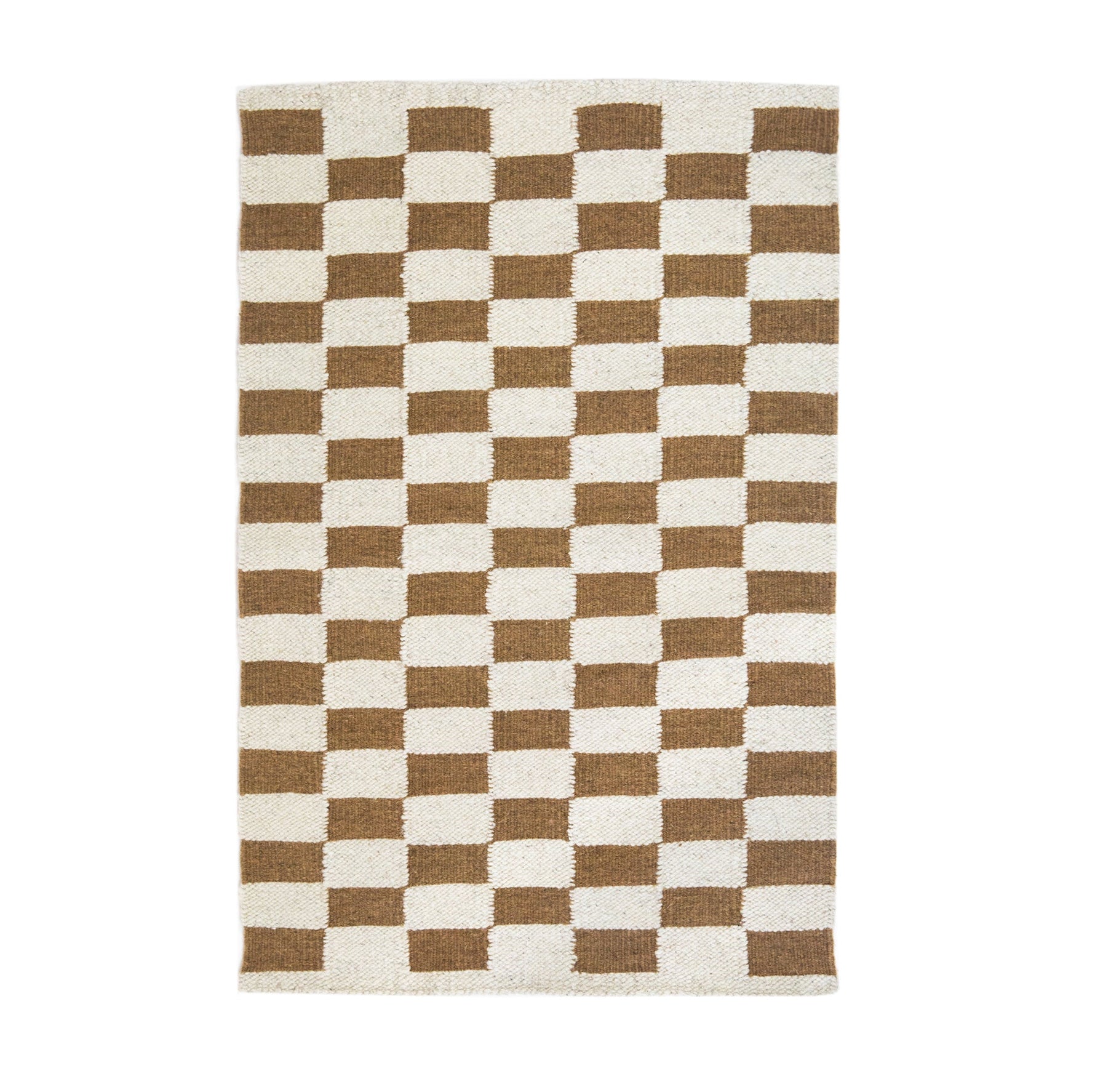 Zapotec Checkered Rug in Umber & Ivory