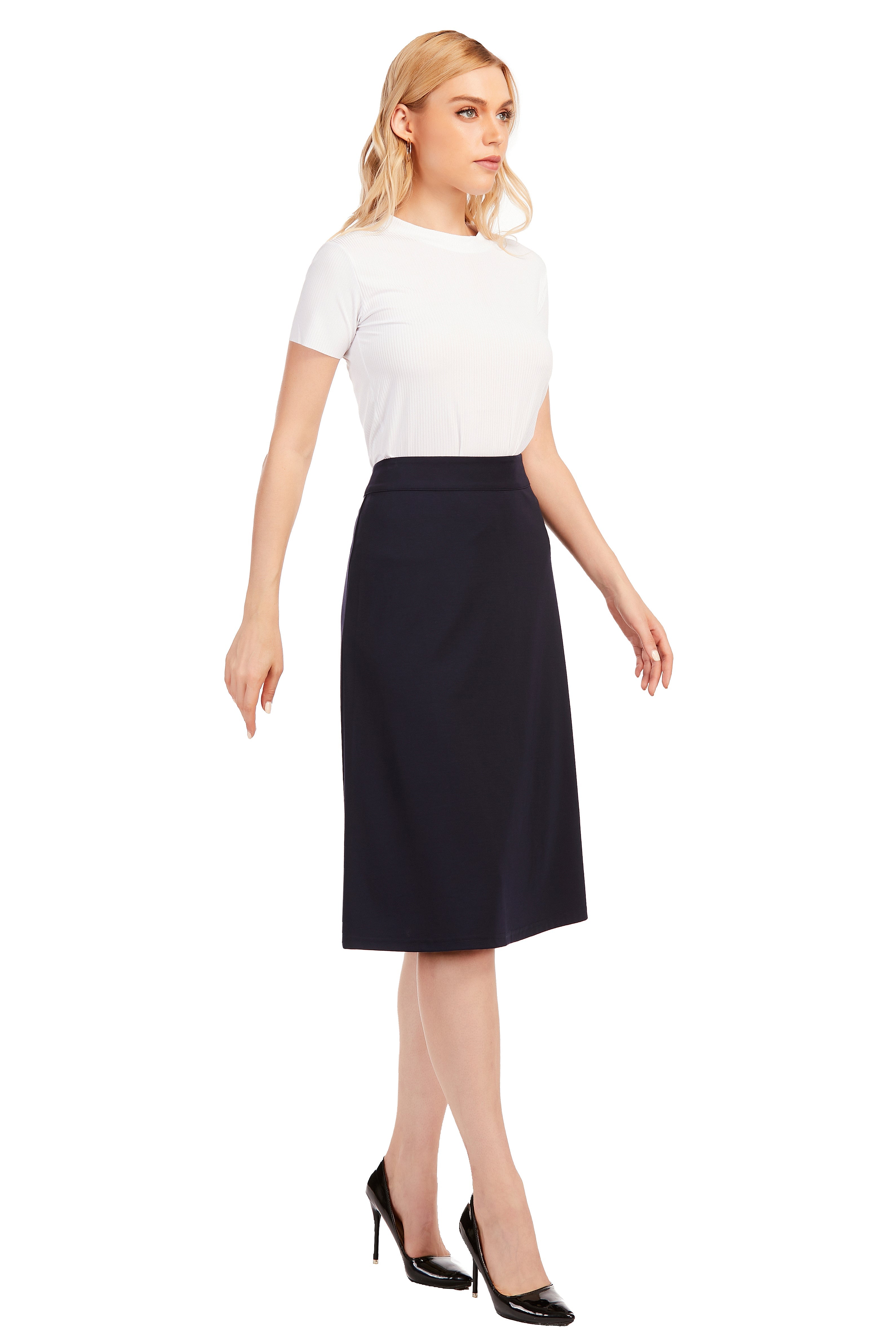 A-Line Knitted Fabric 27" Skirt - By Baano