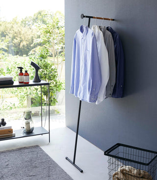 Leaning Clothes Hanger (64" H)  - Steel + Wood - By Baano