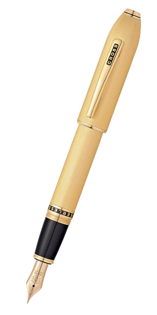 Peerless™ 23KT Heavy Gold Plate with Gold Plated Appointments, Swarovski Crystal and 18KT Gold Medium Nib Fountain Pen - By Baano