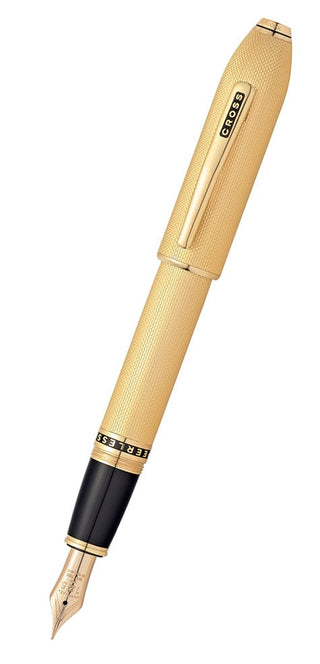 Peerless™ 23KT Heavy Gold Plate with Gold Plated Appointments, Swarovski Crystal and 18KT Gold Medium Nib Fountain Pen - By Baano