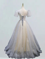 Grey v neck beading lace long sparkle ball gown wedding bridal dress