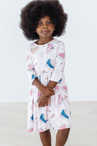 SALE Figure Skate 3/4 Sleeve Twirl Dress - By Baano