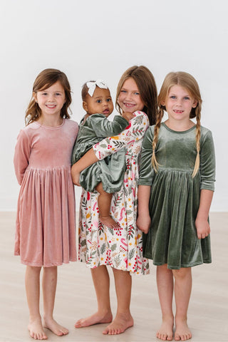 Sage Velvet Twirl Dress