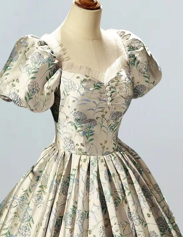 Plus Size Satin Floral V-Neck Gown | Elegant Evening & Prom Dress