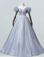 Elegant Off-Shoulder Tulle Prom Dress | Beaded Ball Gown Bridesmaid Dress