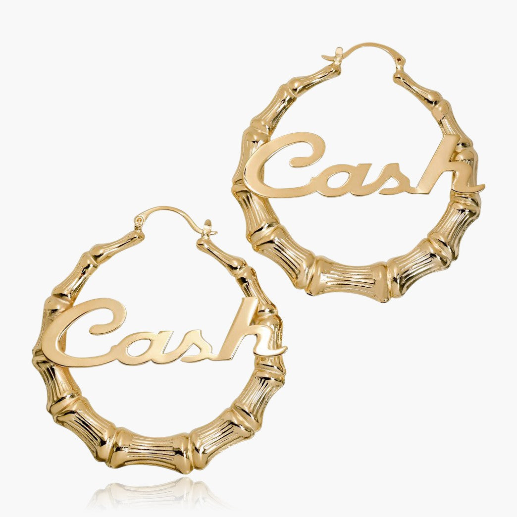 Kid's 2" Bamboo Name Earrings