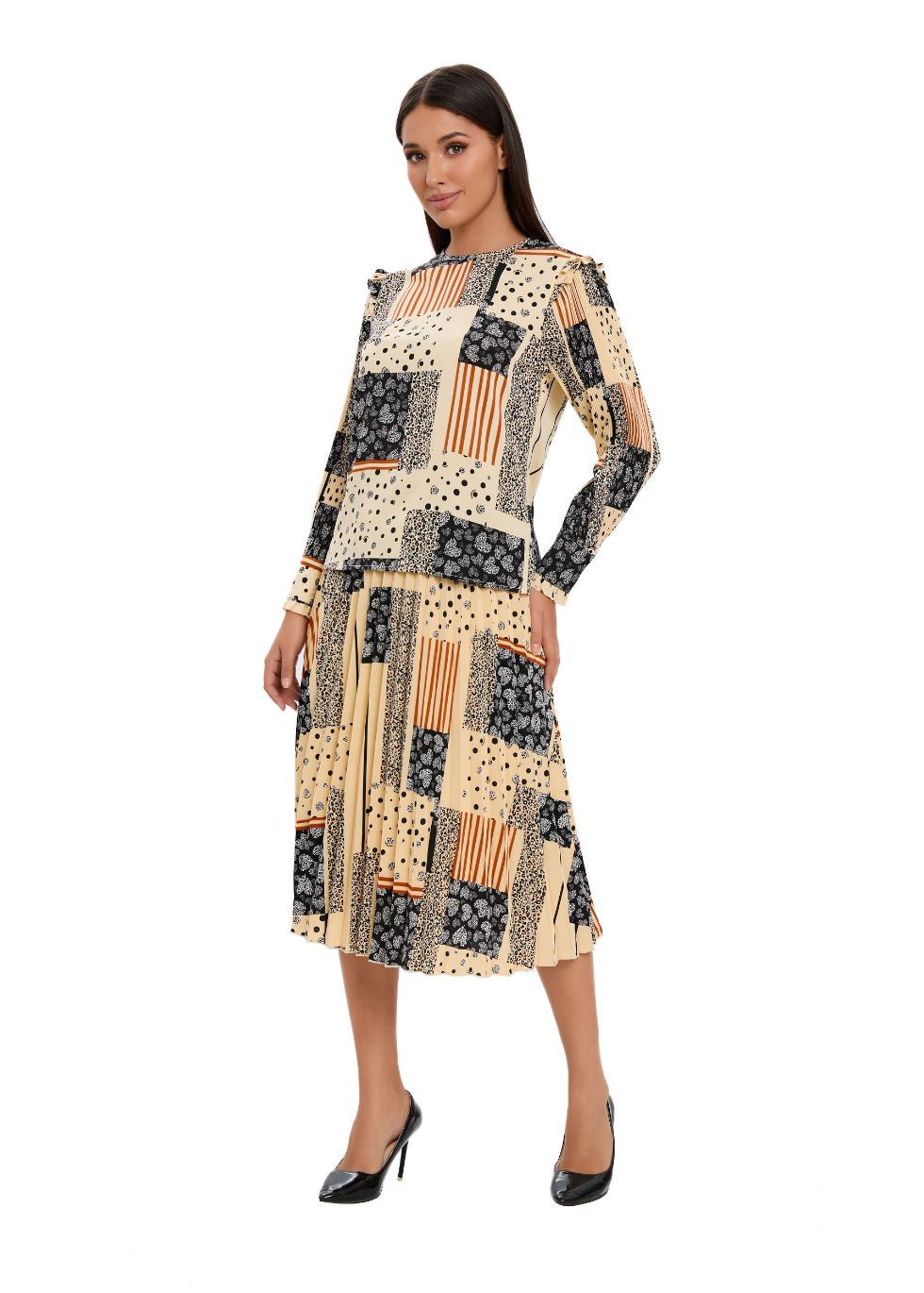 Abstract Print Two Piece Midi Dress Set MissFinchNYC