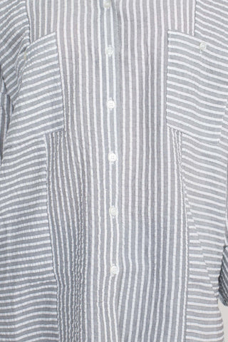 Adyson Parker Collared Button Down 2 Way Sleeve Pockets High Low Hem Polyester Shirt - Glamourous Grace