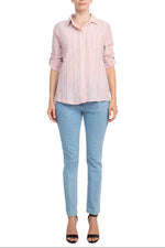 Adyson Parker Collared Button Down 2 Way Sleeve Pockets Multi Color Rayon Shirt - Glamourous Grace