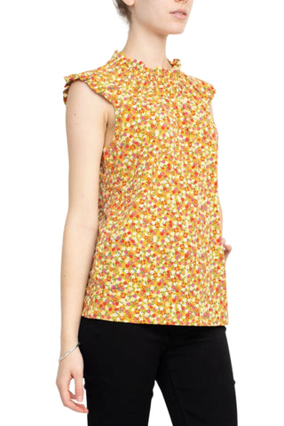 Adrianna Papell Crew Neck Ruffled Cap Sleeve Keyhole Back Stretch Knit Top - By Baano