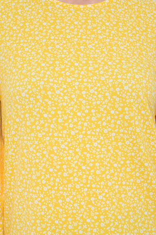 Adrianna Papell Crew Neck 3/4 Sleeve Elastic Cuff Multi Print Keyhole Back Button Closure Knit Top - By Baano