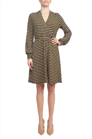Adrianna Papell V-Neck Long Sleeve Multi Print Jersey Dress - By Baano