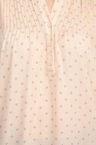 Adrianna Papell Crew Neck Long Sleeves Button Detail Woven Top - By Baano
