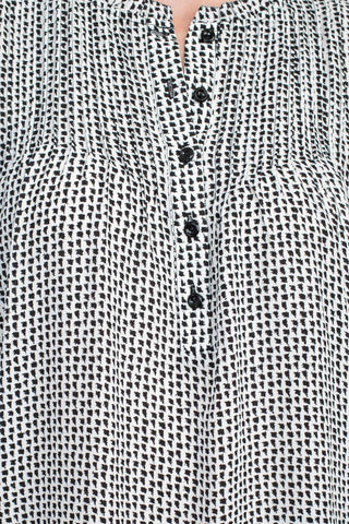 Adrianna Papell Crew Neck Long Sleeves Button Detail Woven Top - By Baano